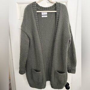The Knotty Ones Elegant Olive Green Cardigan Peruvian Highland Wool and Alpaca M